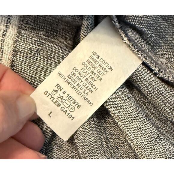 Comfy USA Gray White Striped Tunic Size Large L Boxy Coastal Lagom Lagenlook - Picture 7 of 9